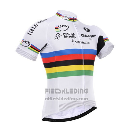 2016 Fietskleding UCI Wereldkampioen Lider Quick Step Wit Korte Mouwen en Koersbroek